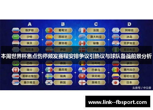 本周世界杯焦点伤停频发赛程安排争议引热议与球队备战前景分析 本周世界杯焦点伤停频发赛程安排争议引热议与球队备战前景分析